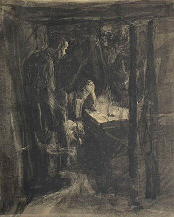 Käthe Kollwitz – Blatt Nummer 5: Zeichnung zu Blatt 2 "Tod" (Die Weber)